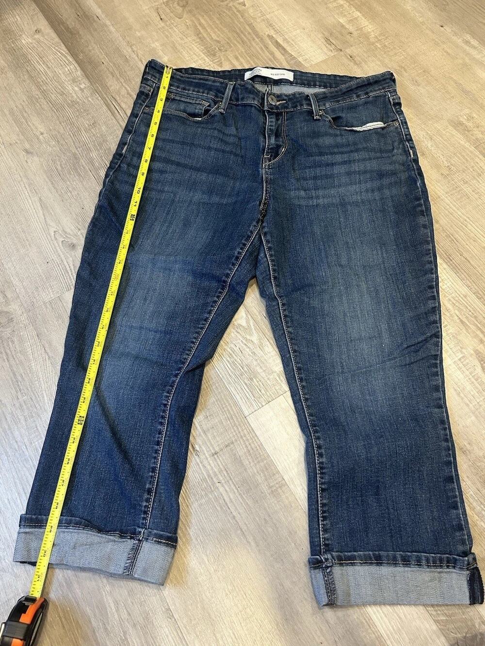 Levi Strauss Signature Mid Rise Capri Jeans Sz 12-W31 Dark blue Cuffed